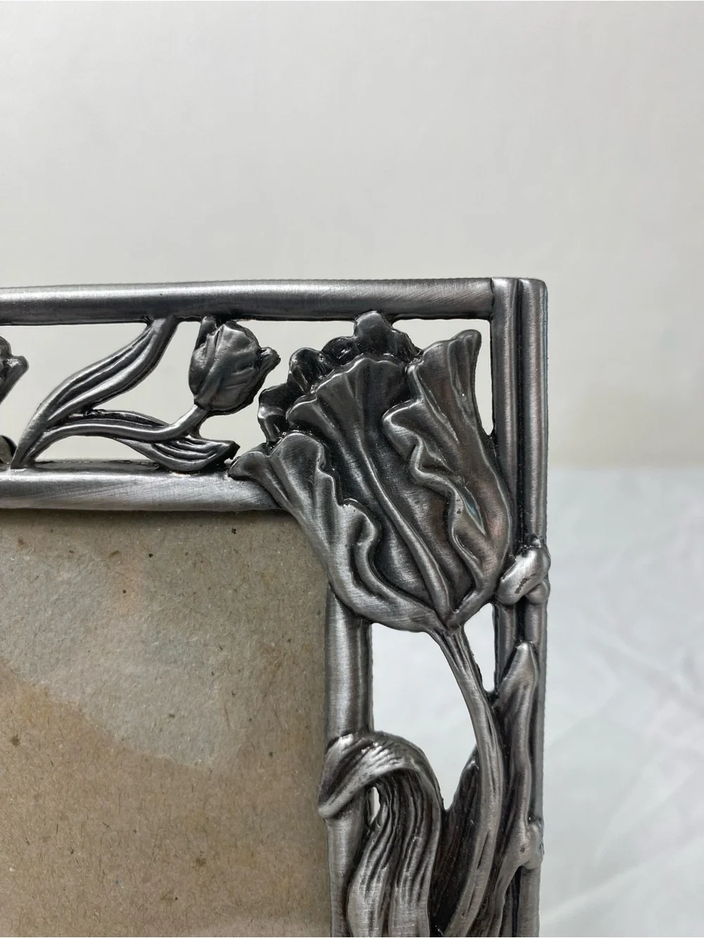 ELSA 1996 Vintage Silver Tulip Metal Photo Frame